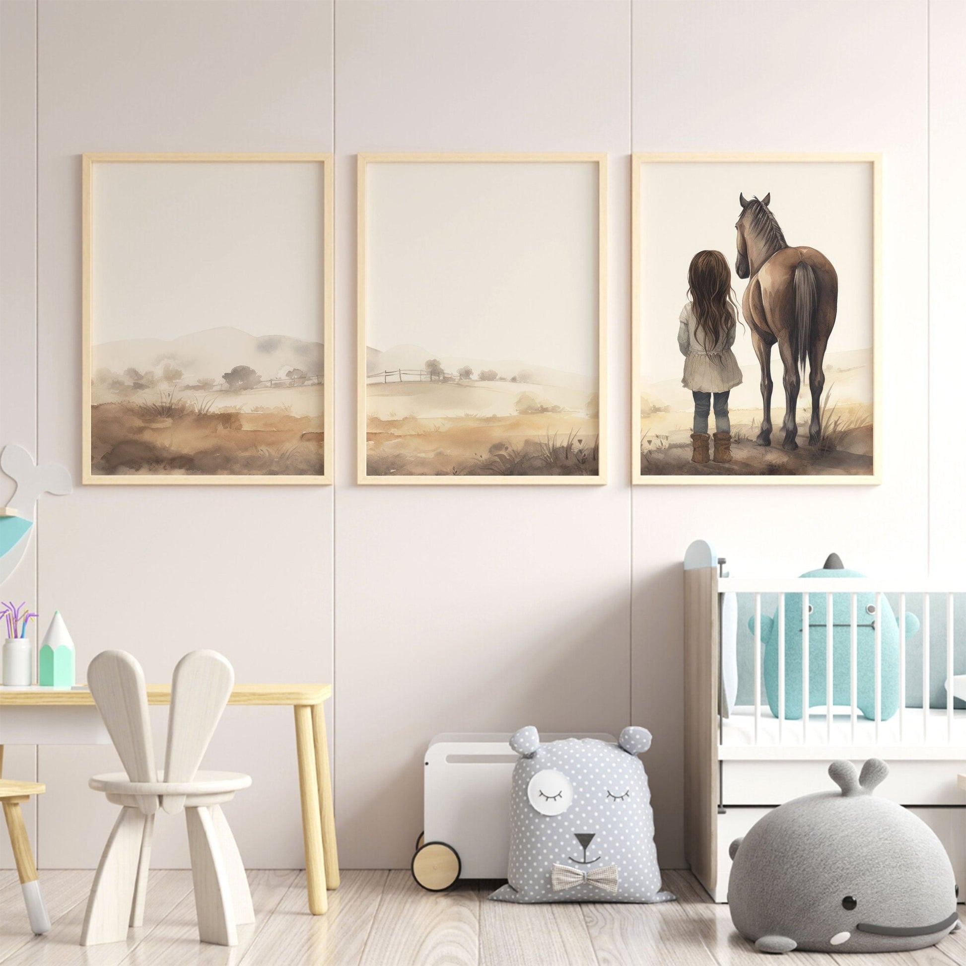 Horse Nursery Wall Art, Horse Gift for Young Girl, Set of 3, Girls Room Wall Decor, Horse Lover Wall Art, Printable Horse Decor for Girls - My Store