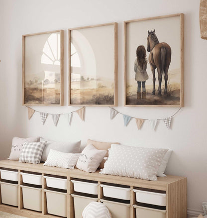 Horse Nursery Wall Art, Horse Gift for Young Girl, Set of 3, Girls Room Wall Decor, Horse Lover Wall Art, Printable Horse Decor for Girls - My Store