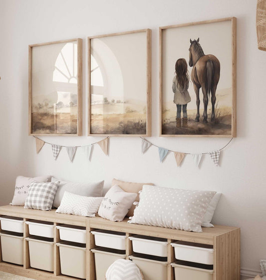 Horse Nursery Wall Art, Horse Gift for Young Girl, Set of 3, Girls Room Wall Decor, Horse Lover Wall Art, Printable Horse Decor for Girls - My Store