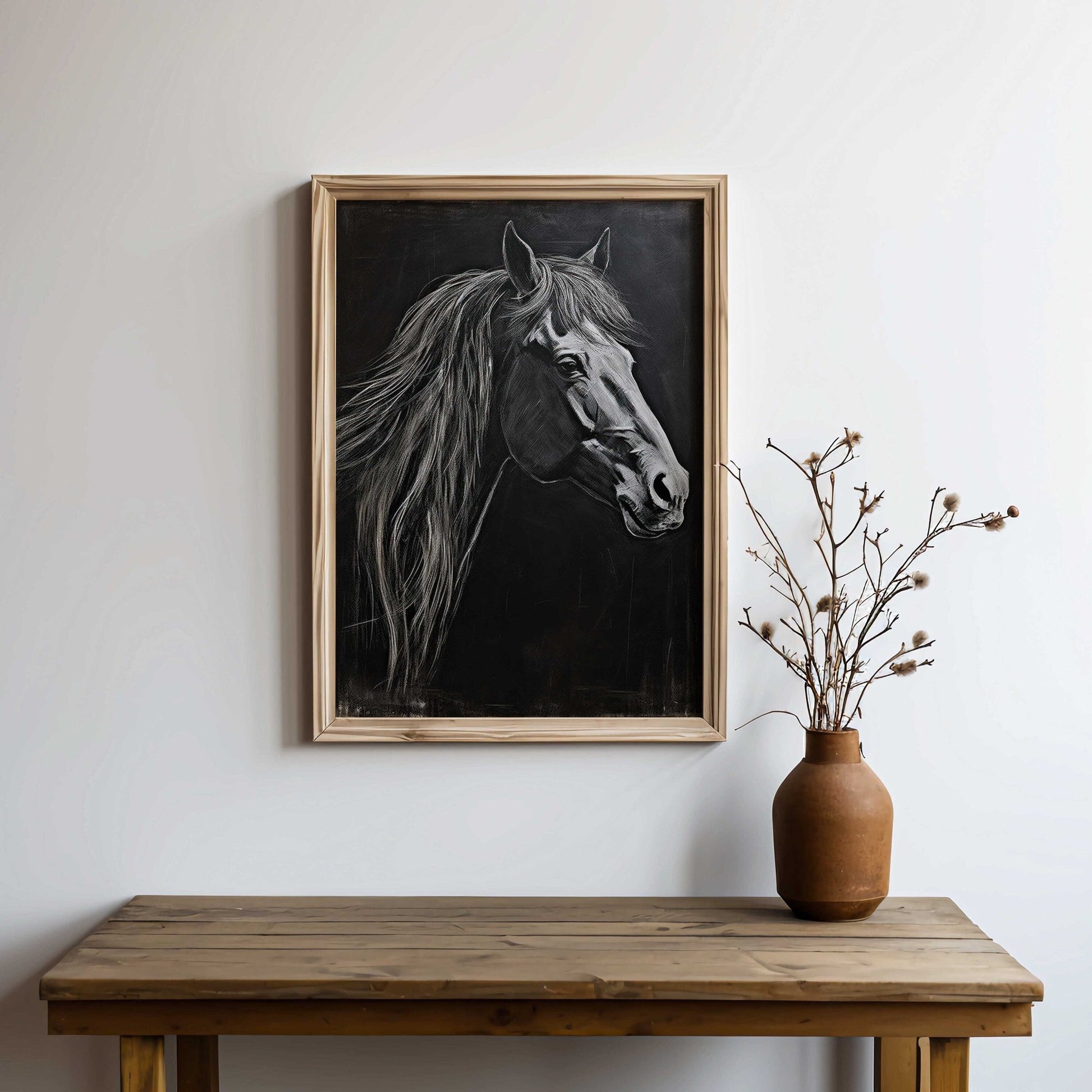 Horse Print, Equestrian Lover Gift, Rustic Farmhouse Wall Decor, Country Style Art - WildfieldPrints
