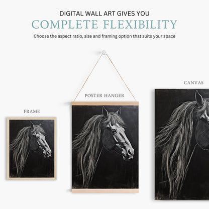 Horse Print, Equestrian Lover Gift, Rustic Farmhouse Wall Decor, Country Style Art - WildfieldPrints
