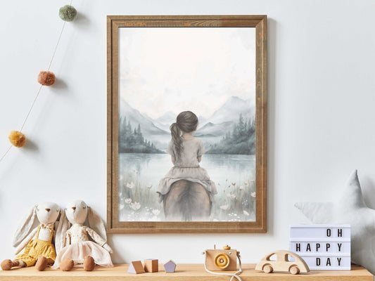 Horse Wall Art, Cute Room Decor, Riding Theme for Girls - WildfieldPrints