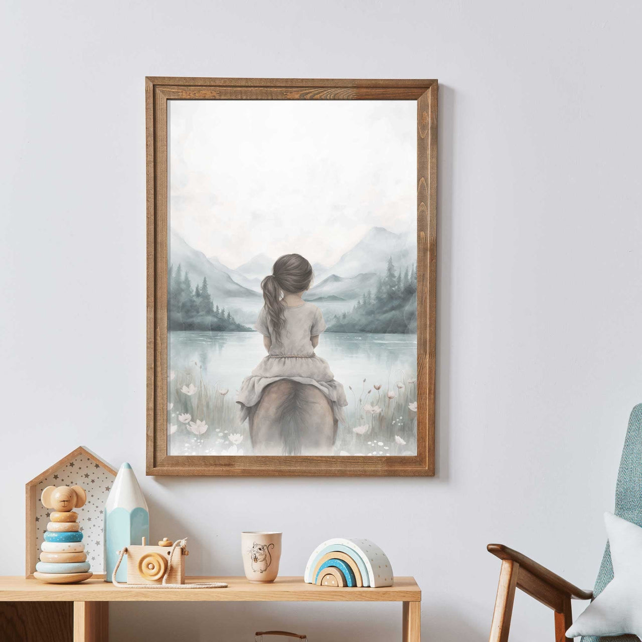 Girl Riding Horse Wall Art – Equestrian Girls Room Decor
