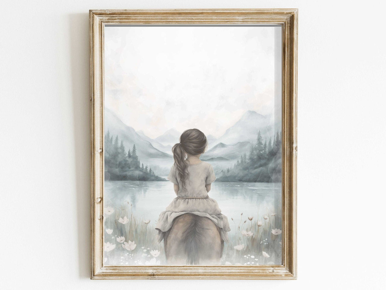 Girl Riding Horse Wall Art – Equestrian Girls Room Decor