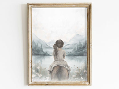 Horse Wall Art, Cute Room Decor, Riding Theme for Girls - WildfieldPrints
