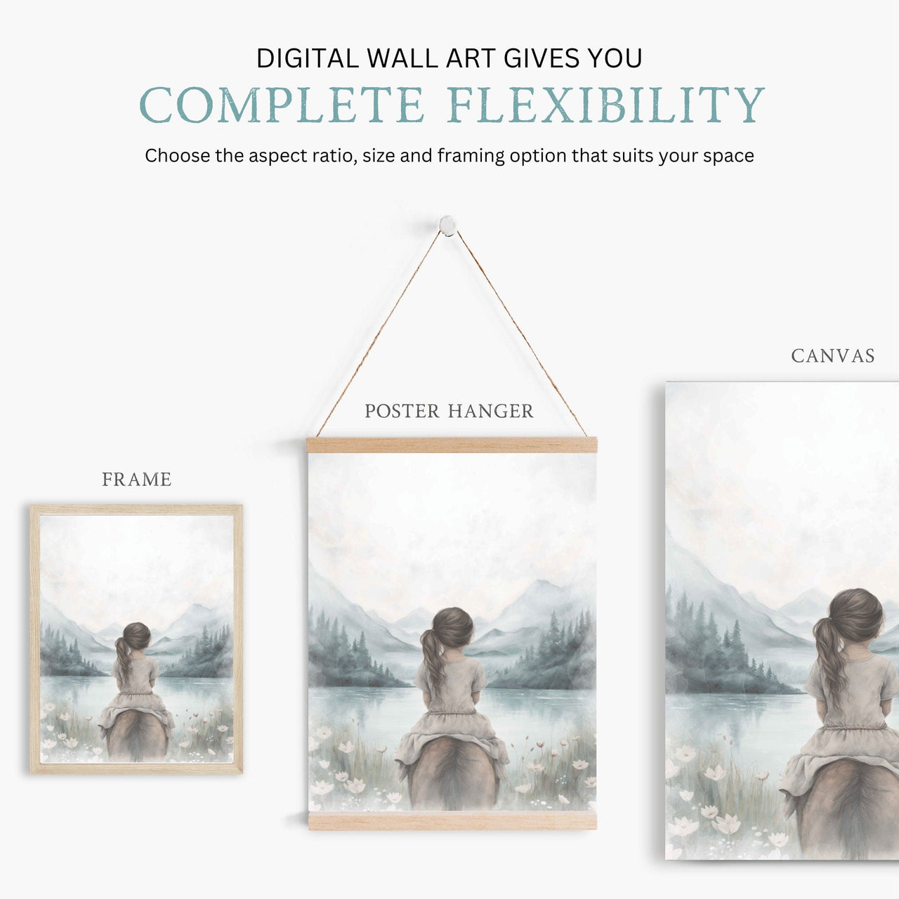 Girl Riding Horse Wall Art – Equestrian Girls Room Decor