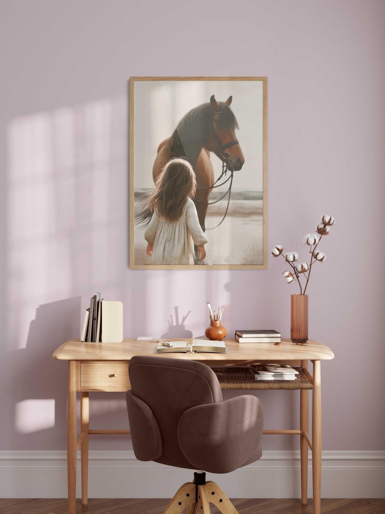Brown Horse Wall Art – Equestrian Nursery Print