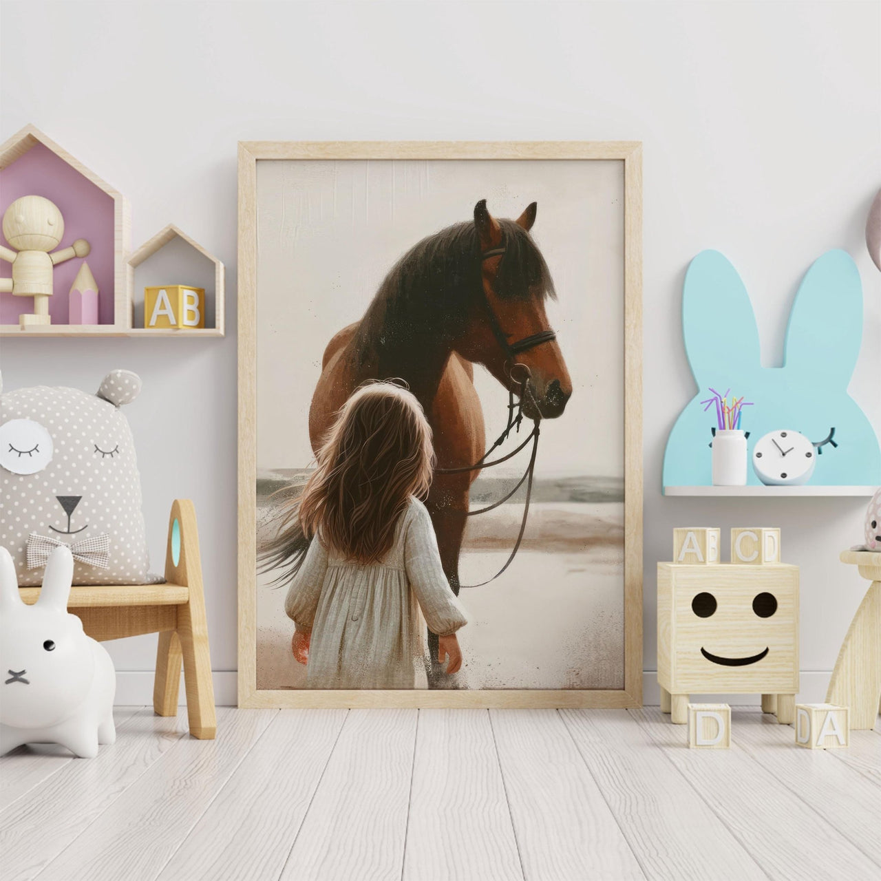 Brown Horse Wall Art – Equestrian Nursery Print