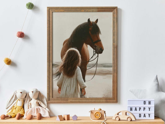 Horse Wall Art, Horse Nursery Decor, Gift for Young Horse Lovers - WildfieldPrints