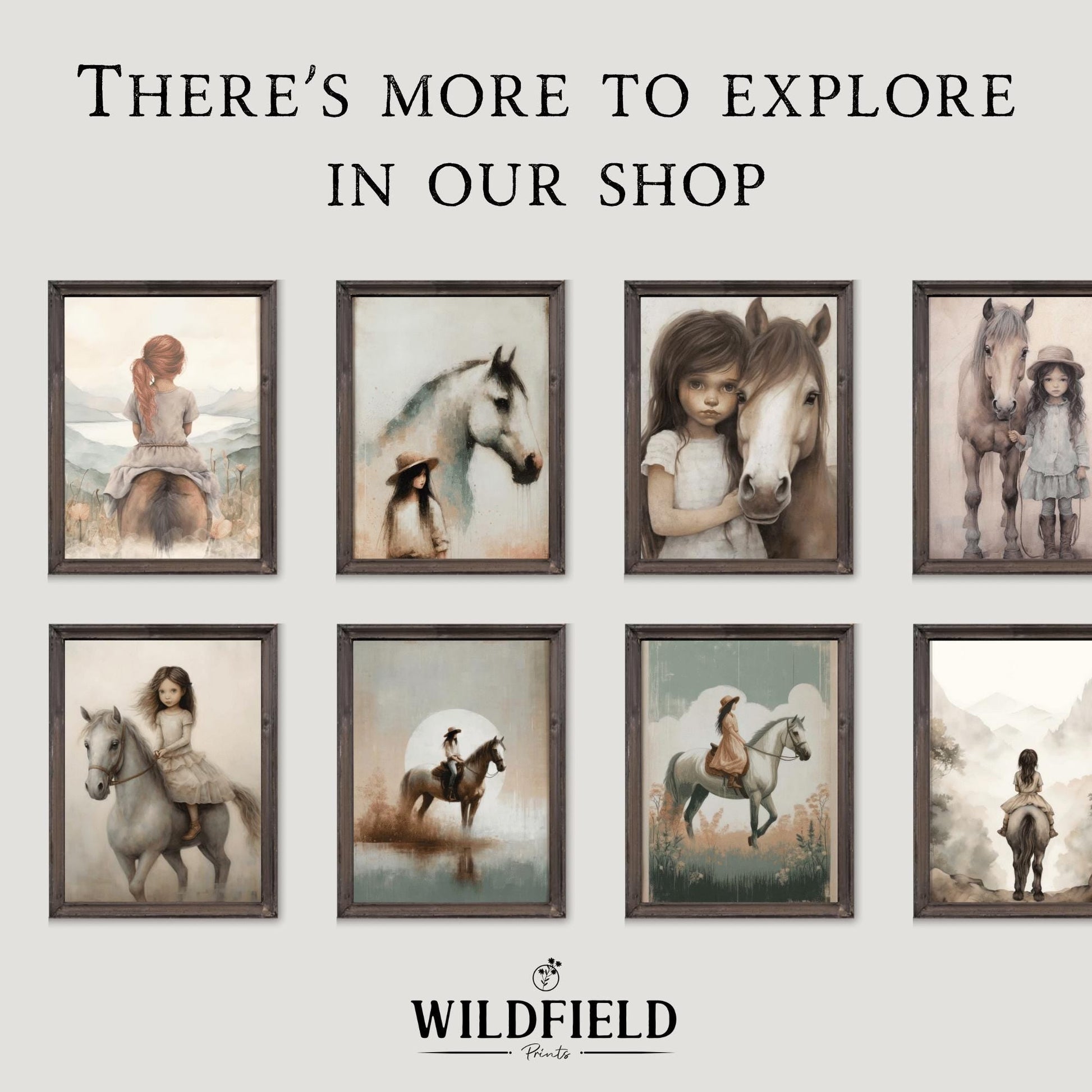 Horse Wall Art, Horse Nursery Decor, Gift for Young Horse Lovers - WildfieldPrints