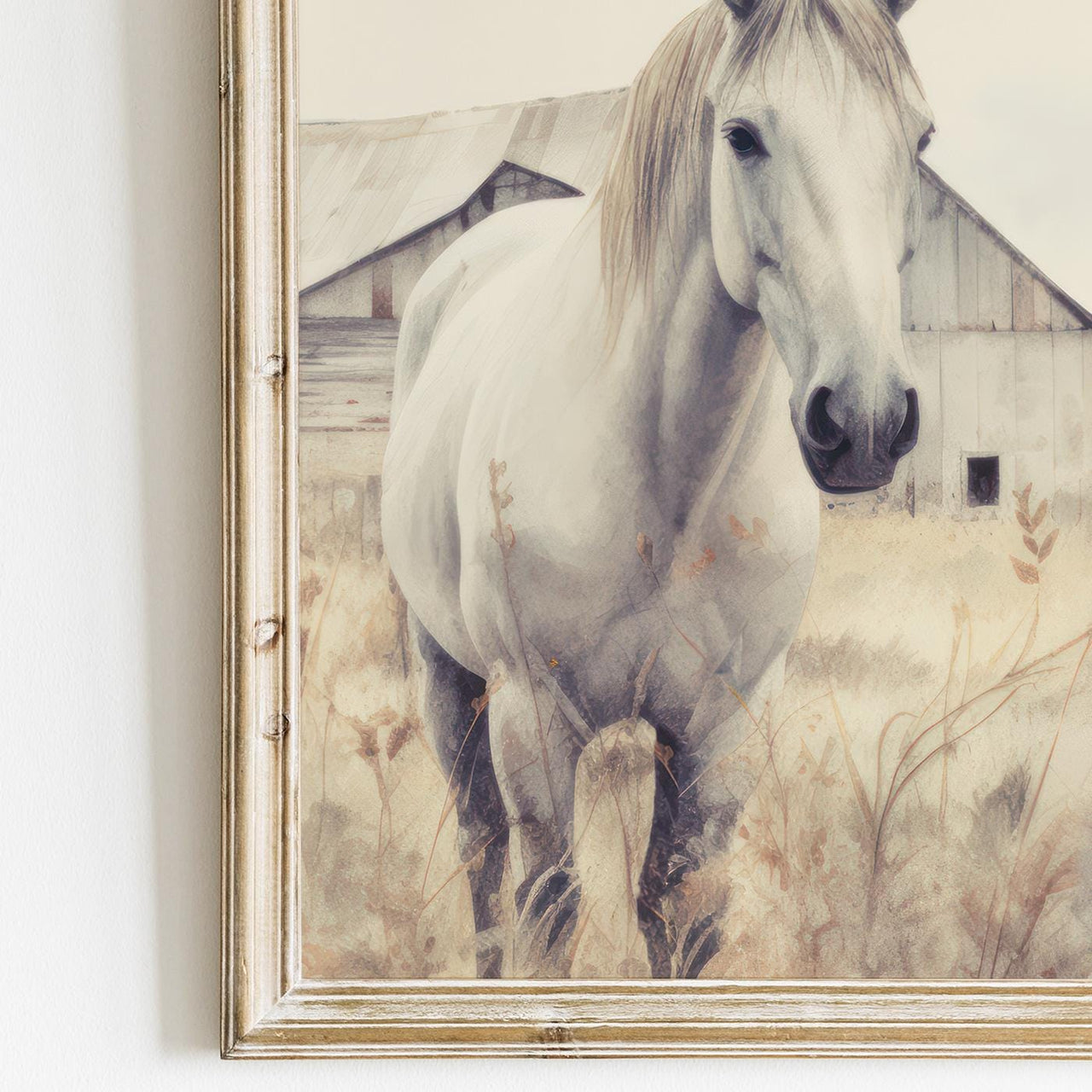 White Horse Wall Art – Farm Nursery Print for Kids Room • Set of 3