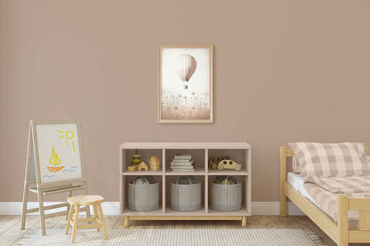 Hot Air Balloon Nursery Art, Rustic Pink Room Decor, Vintage Wall Decor - WildfieldPrints