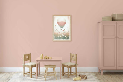 Hot Air Balloon Nursery Art, Rustic Pink Room Decor, Vintage Wall Decor - WildfieldPrints