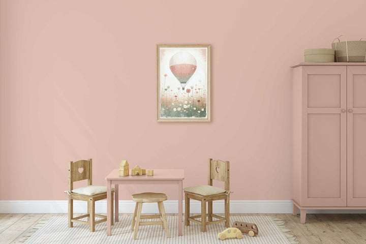 Hot Air Balloon Nursery Art, Rustic Pink Room Decor, Vintage Wall Decor - WildfieldPrints