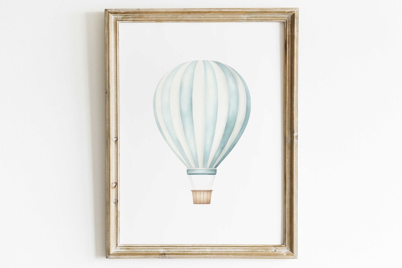 Teal Hot Air Balloon Wall Art – Adventure Boys Room Print