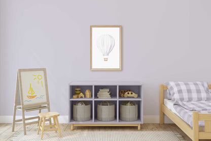 Hot Air Balloon Nursery Art, Vintage Transportation Decor, Purple Design - WildfieldPrints