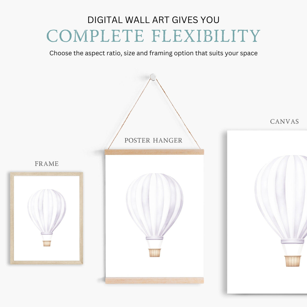 Lilac Hot Air Balloon Wall Art – Transportation Nursery Print