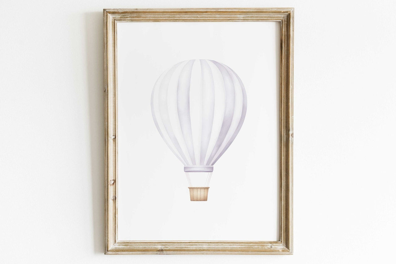 Lilac Hot Air Balloon Wall Art – Transportation Nursery Print
