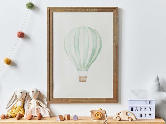 Hot Air Balloon Nursery Art, Vintage Transportation Wall Decor - WildfieldPrints