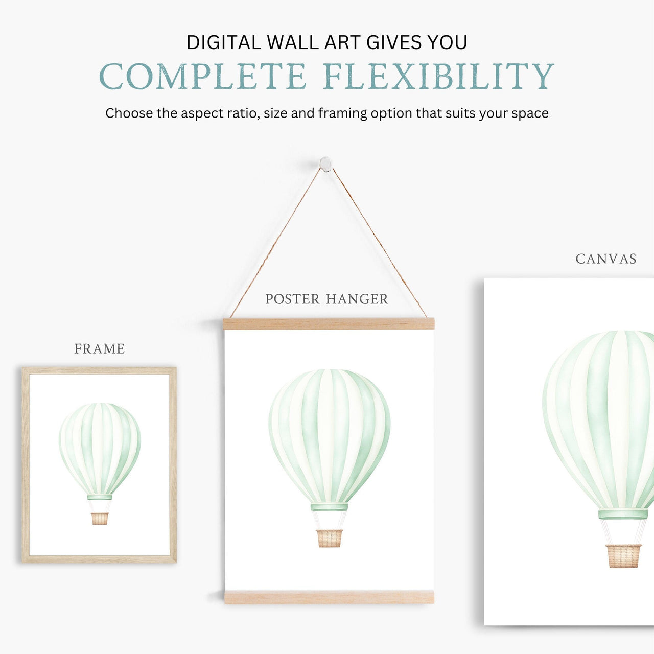 Hot Air Balloon Wall Art – Transportation Nursery Print