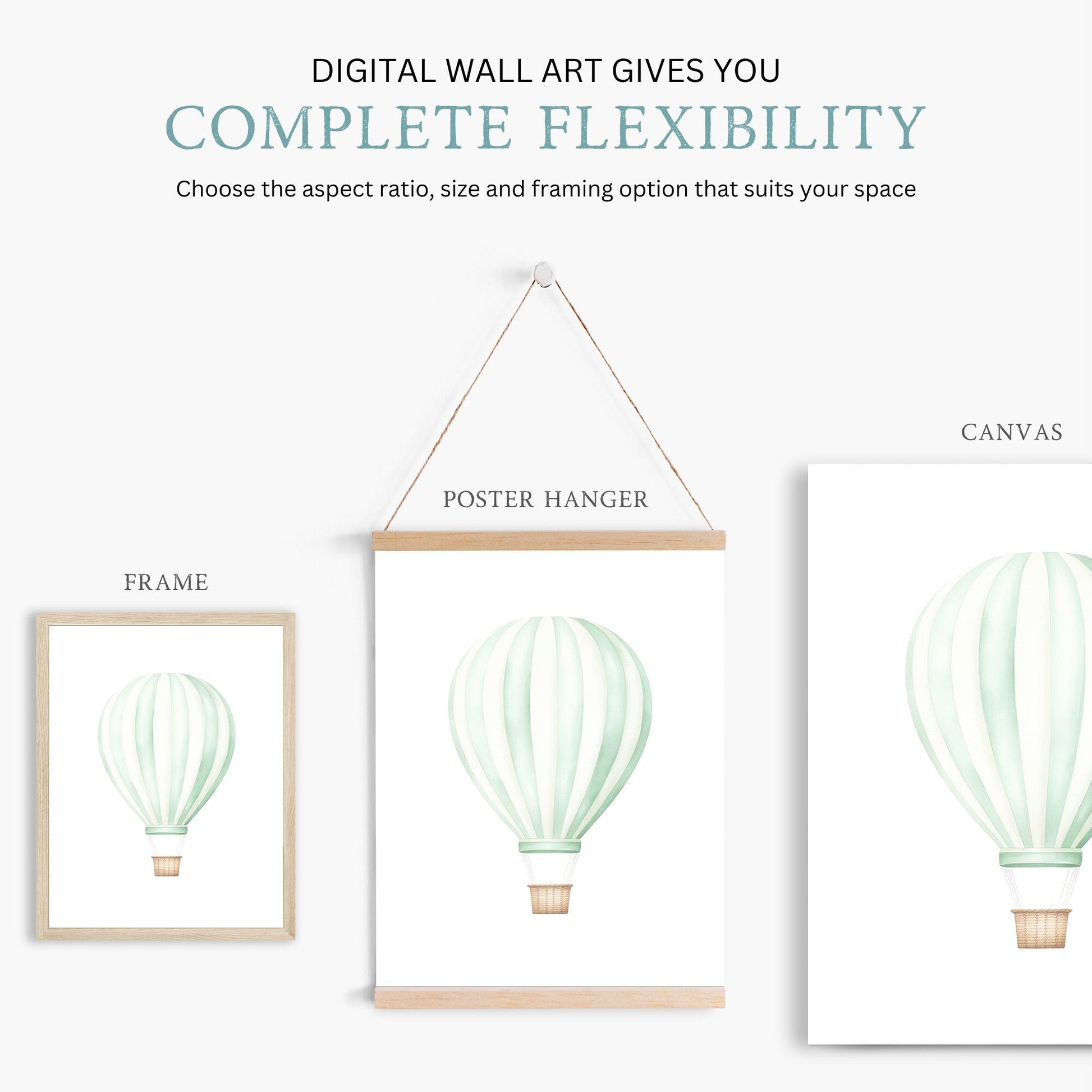 Hot Air Balloon Nursery Art, Vintage Transportation Wall Decor - WildfieldPrints