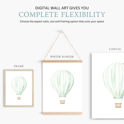 Hot Air Balloon Nursery Art, Vintage Transportation Wall Decor - WildfieldPrints