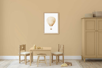 Hot Air Balloon Nursery Art, Yellow Decor for Minimalist Rooms - WildfieldPrints