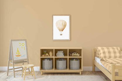 Hot Air Balloon Nursery Art, Yellow Decor for Minimalist Rooms - WildfieldPrints