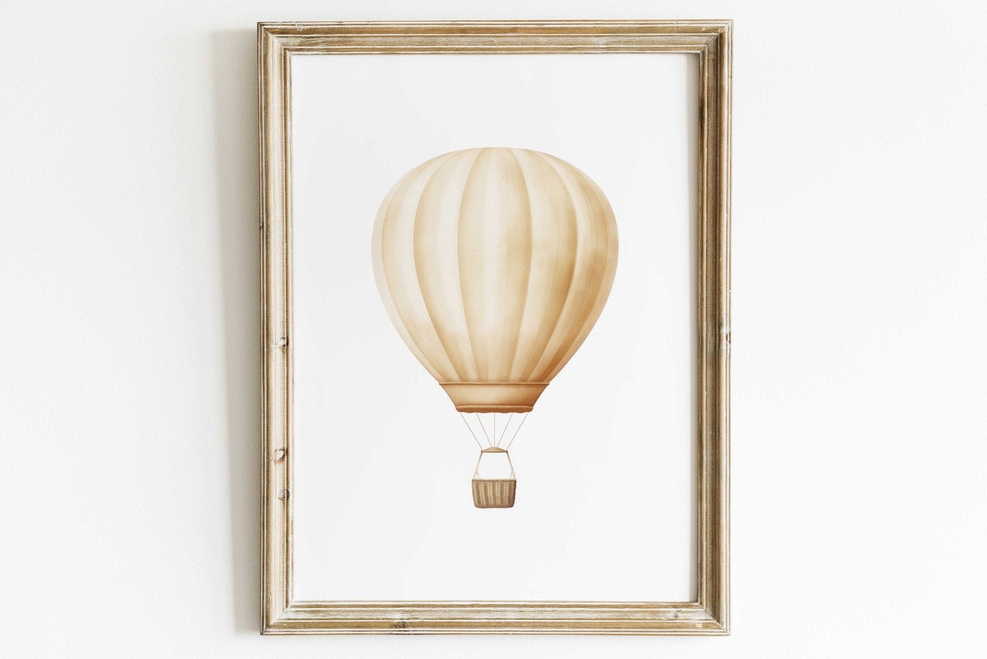 Hot Air Balloon Nursery Art, Yellow Decor for Minimalist Rooms - WildfieldPrints