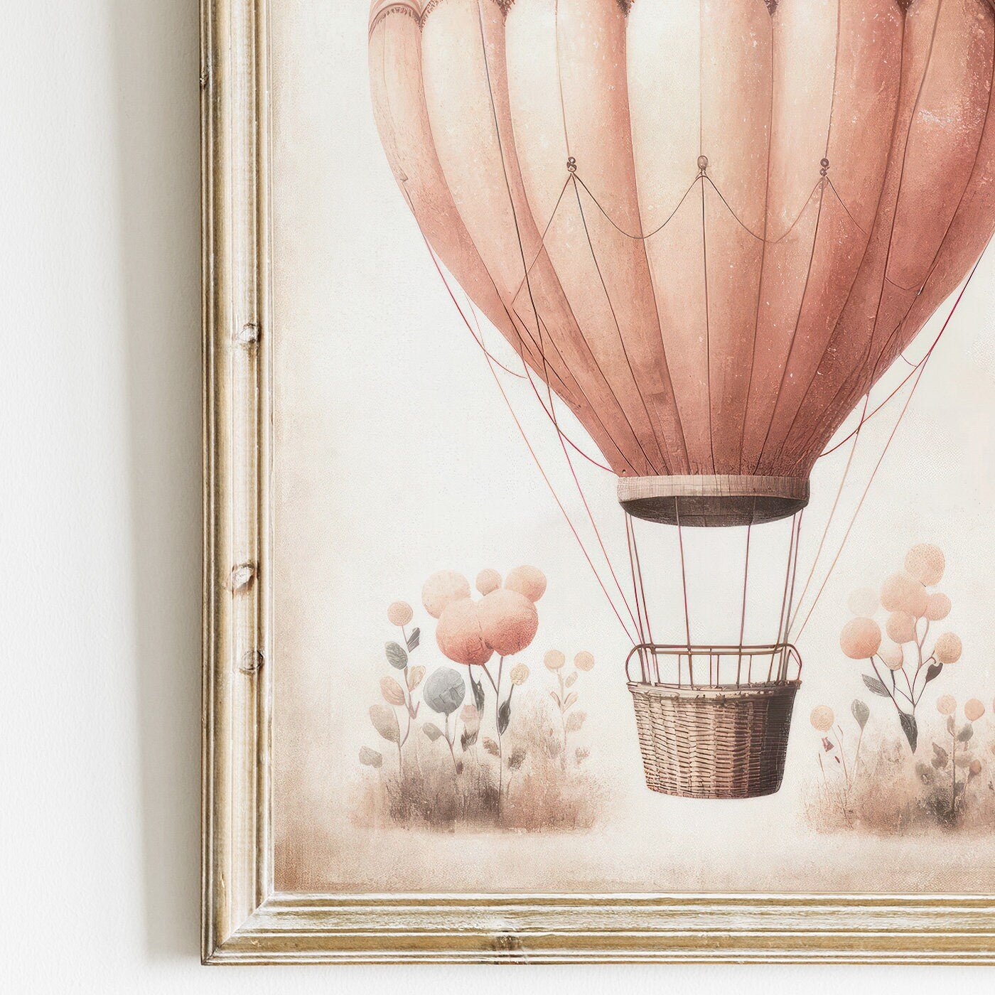 Hot Air Balloon Nursery Decor, Watercolor Vintage Wall Art, Girl Print - WildfieldPrints