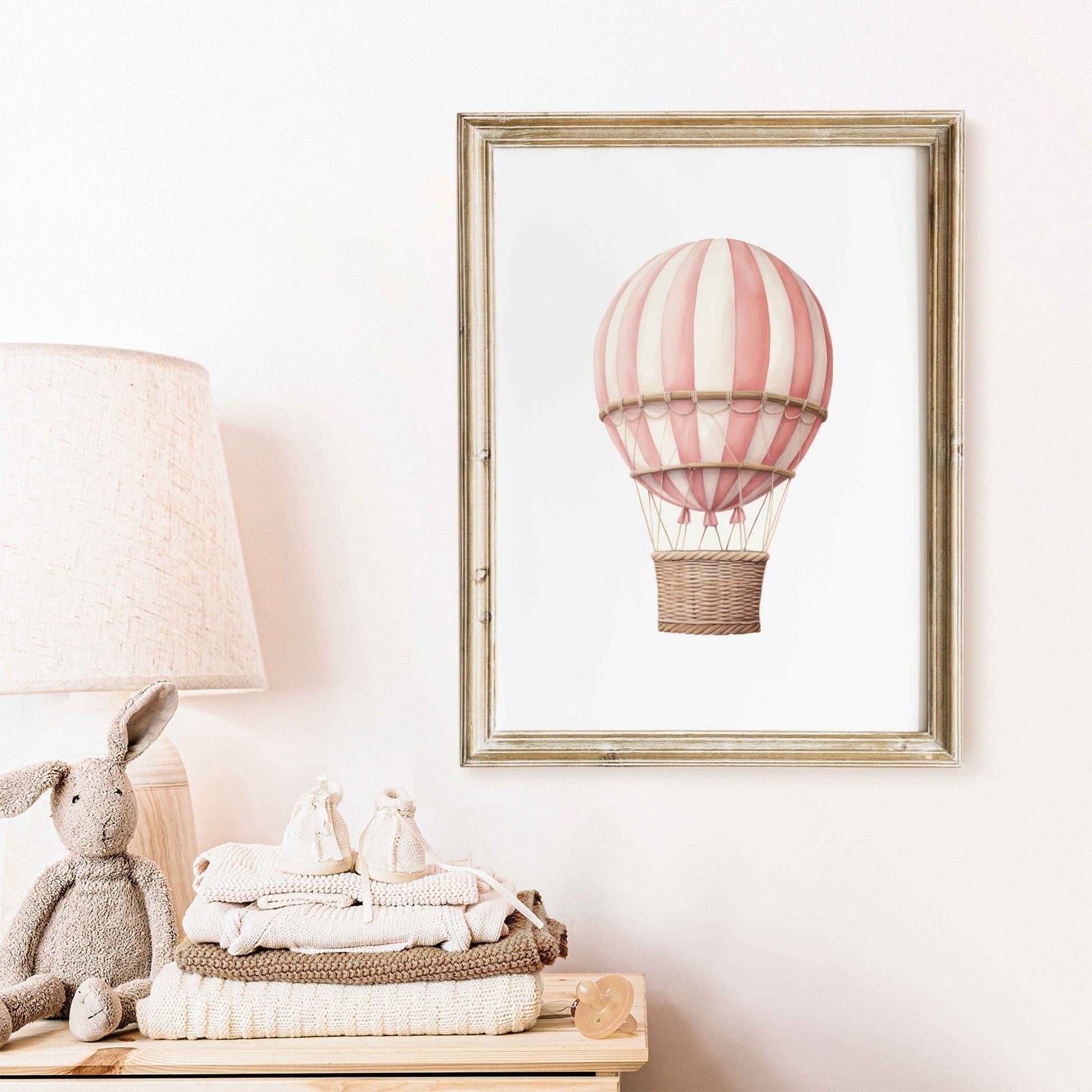 Hot Air Balloon Nursery Decor, Watercolor Vintage Wall Art, Girl Print - WildfieldPrints