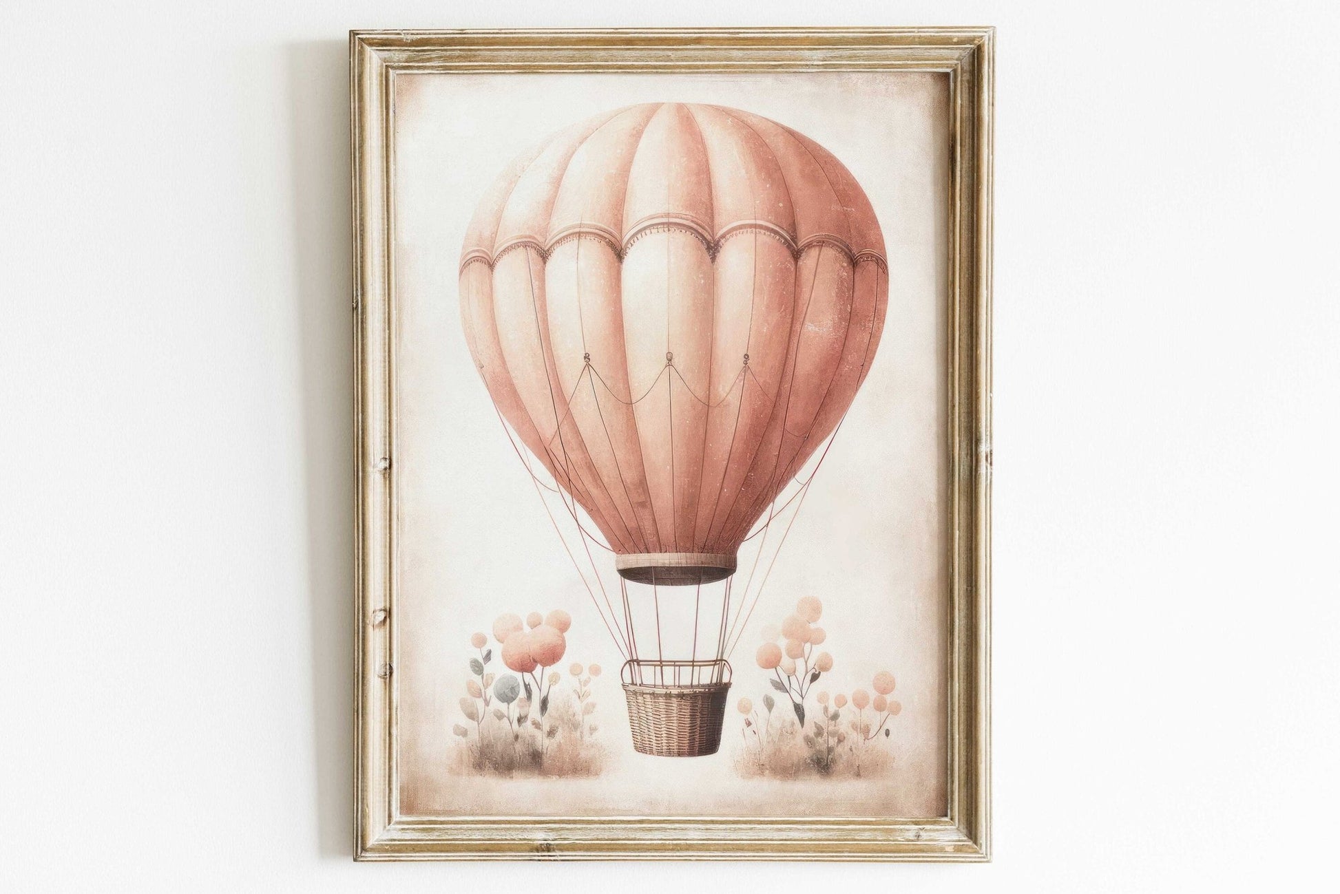 Hot Air Balloon Nursery Decor, Watercolor Vintage Wall Art, Girl Print - WildfieldPrints