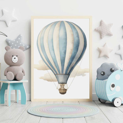 Hot Air Balloon Nursery Print, Cute Baby Tiger Wall Decor, Baby Shower Gift - WildfieldPrints