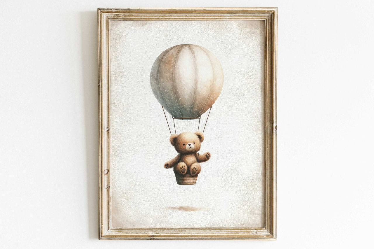 Hot Air Balloon Wall Art – Animal Nursery Print