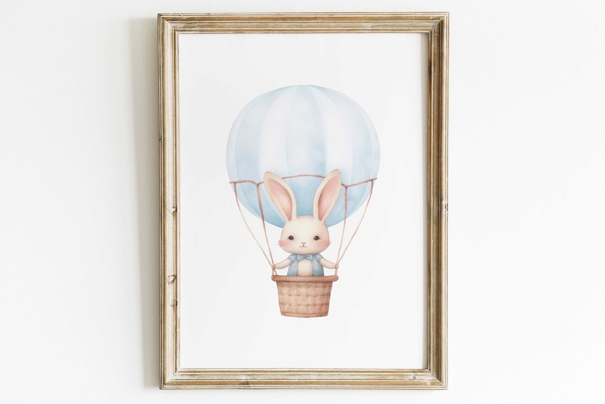 Hot Air Balloon Nursery Prints, Cute Bunny Wall Decor, Baby Shower Gift - WildfieldPrints