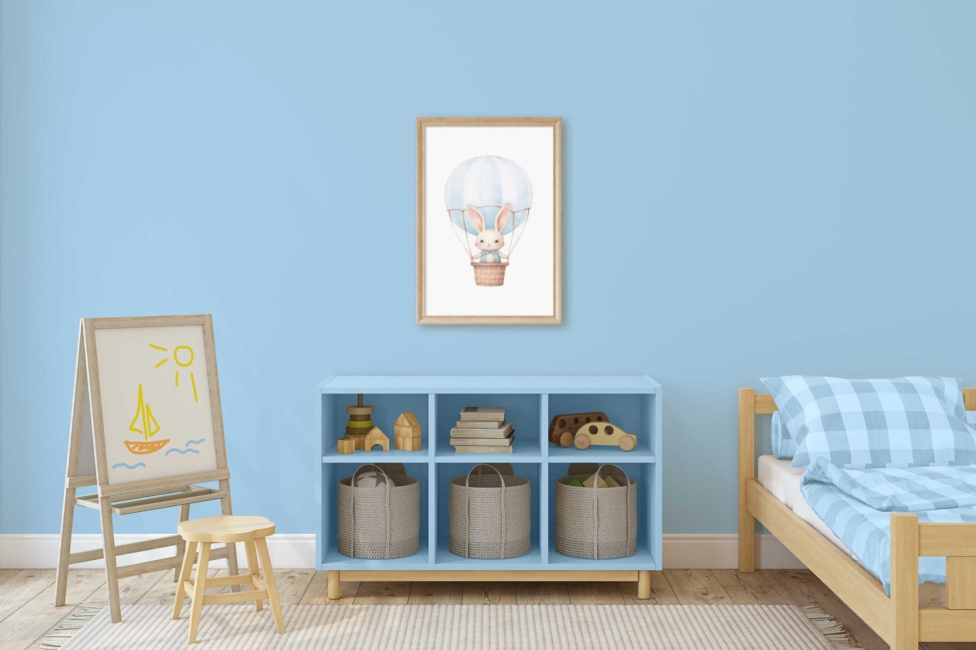 Hot Air Balloon Nursery Prints, Cute Bunny Wall Decor, Baby Shower Gift - WildfieldPrints