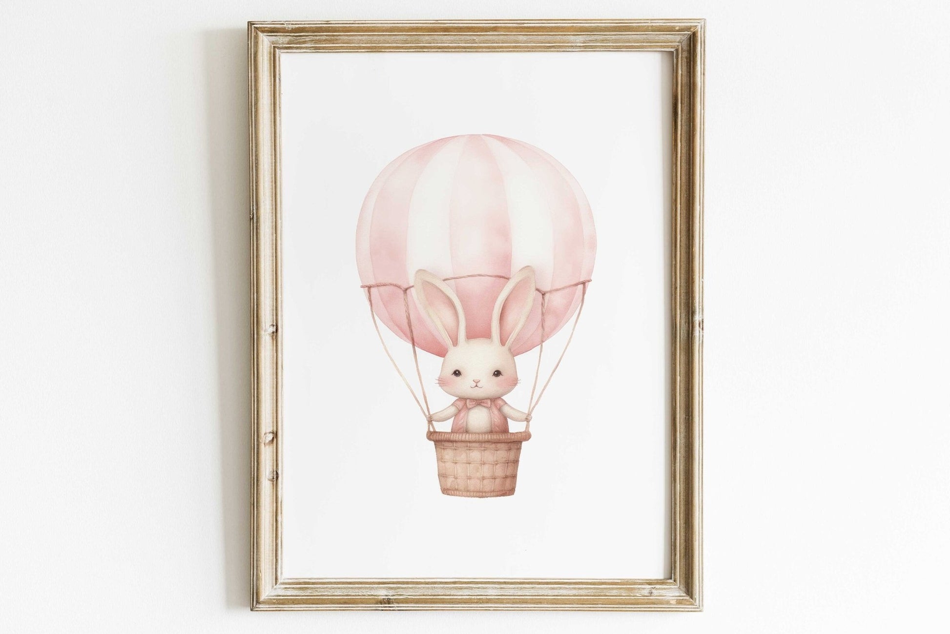 Hot Air Balloon Nursery Prints, Cute Bunny Wall Decor, Baby Shower Gift - WildfieldPrints