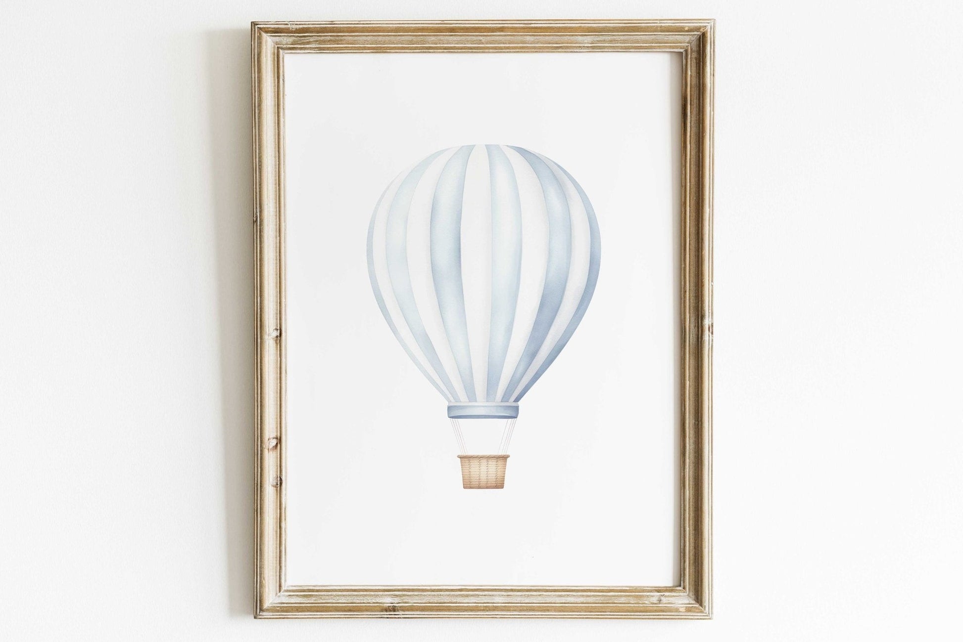 Hot Air Balloon Nursery Prints, Light - blue Wall Decor, Transportation Art - WildfieldPrints