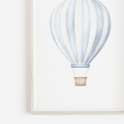 Hot Air Balloon Nursery Prints, Light - blue Wall Decor, Transportation Art - WildfieldPrints