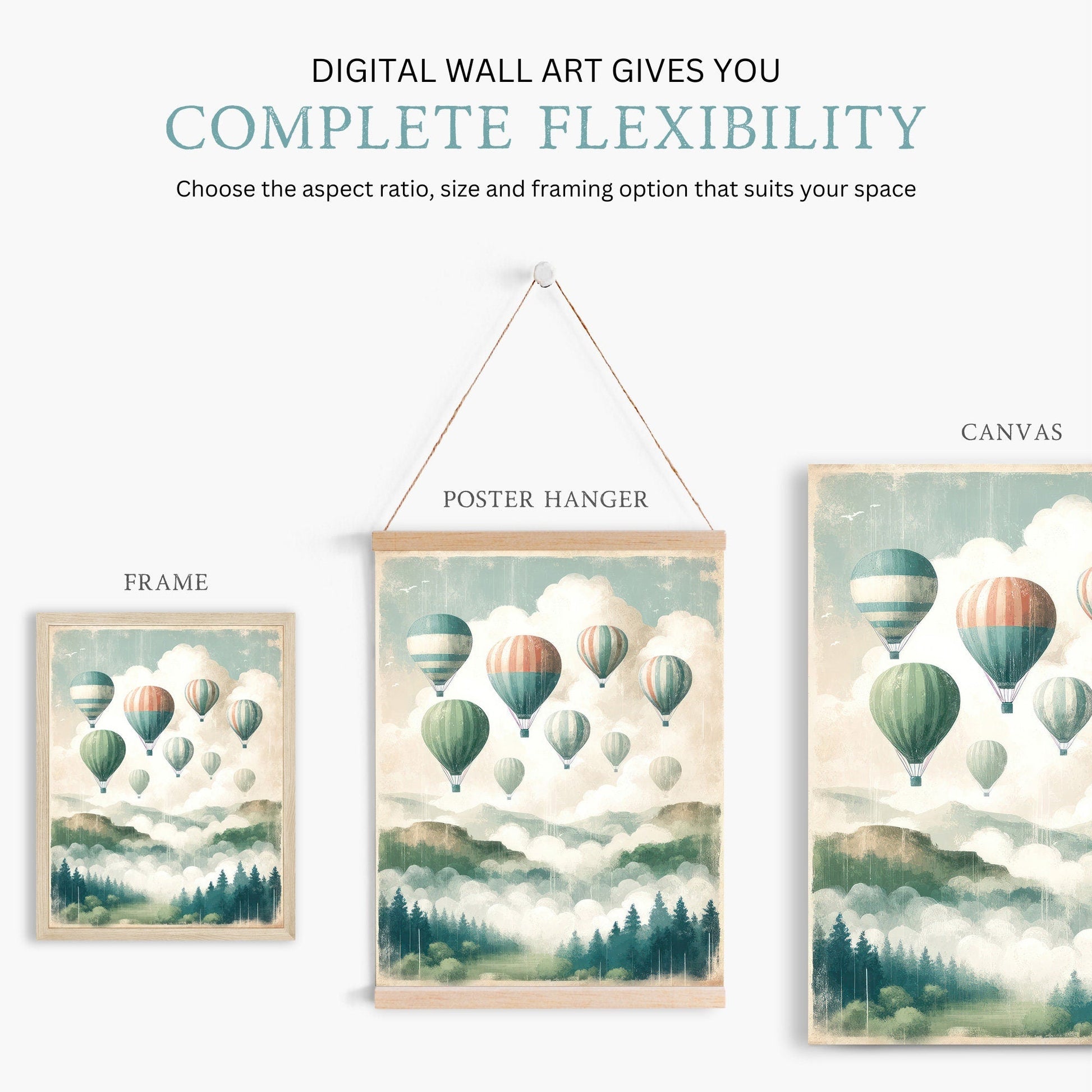 Hot Air Balloon Prints, Vintage Nursery Decor, Adventure Wall Art for Kids - WildfieldPrints