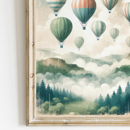 Hot Air Balloon Prints, Vintage Nursery Decor, Adventure Wall Art for Kids - WildfieldPrints