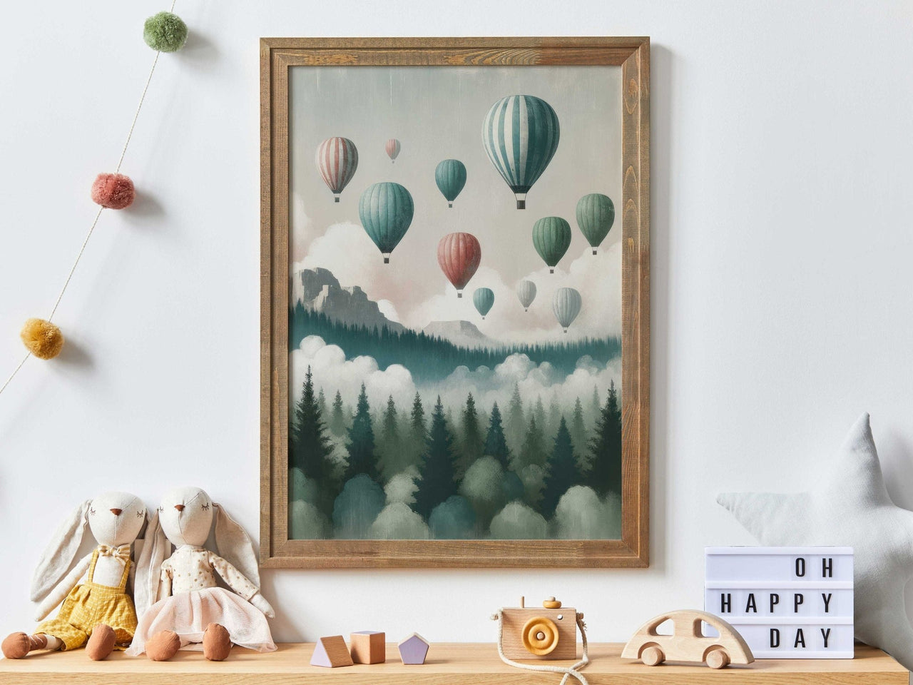 Hot Air Balloon Wall Art – Adventure Kids Room Print