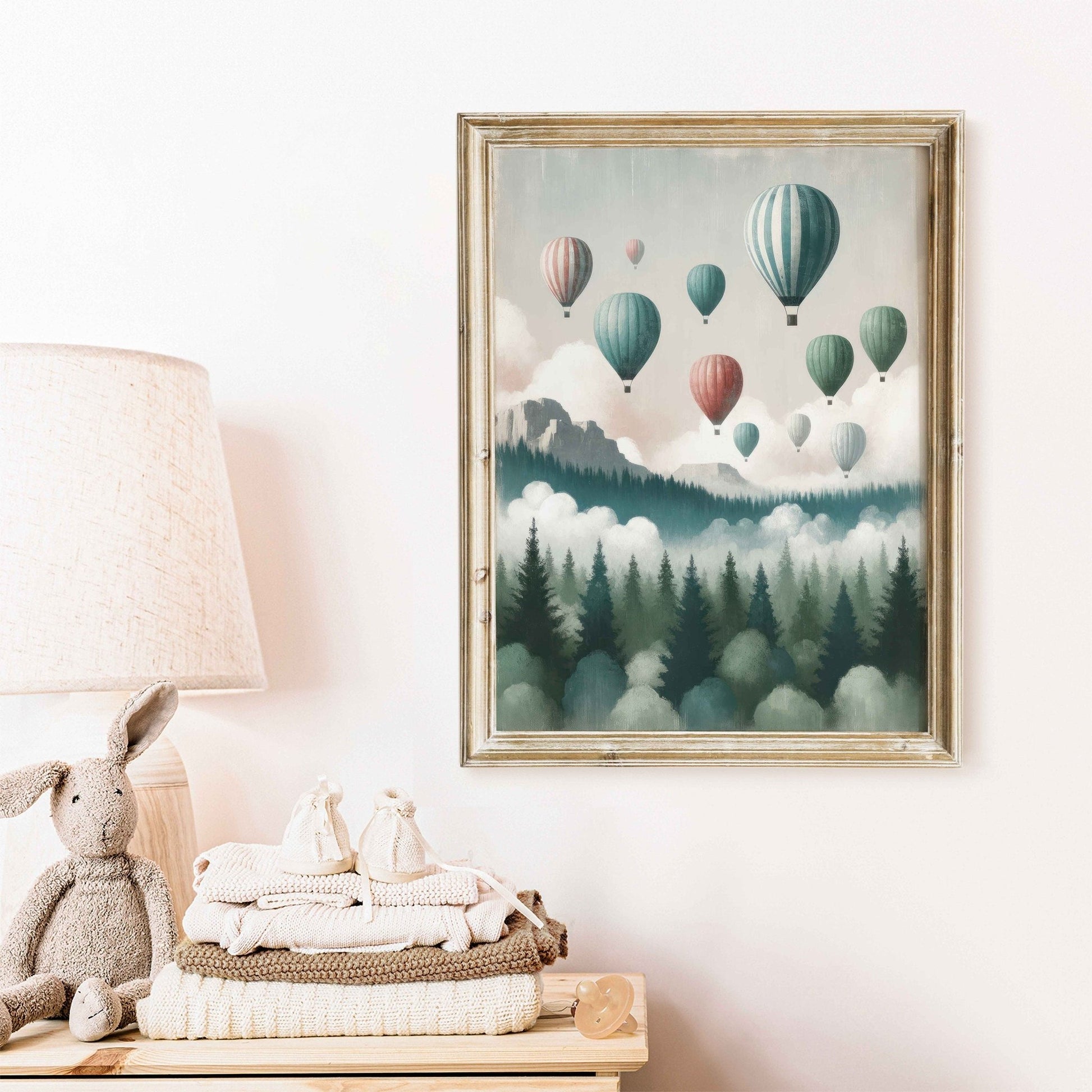 Hot Air Balloon Prints, Vintage Nursery Wall Decor, Adventure Art for Kids - WildfieldPrints