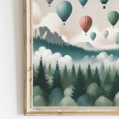Hot Air Balloon Prints, Vintage Nursery Wall Decor, Adventure Art for Kids - WildfieldPrints