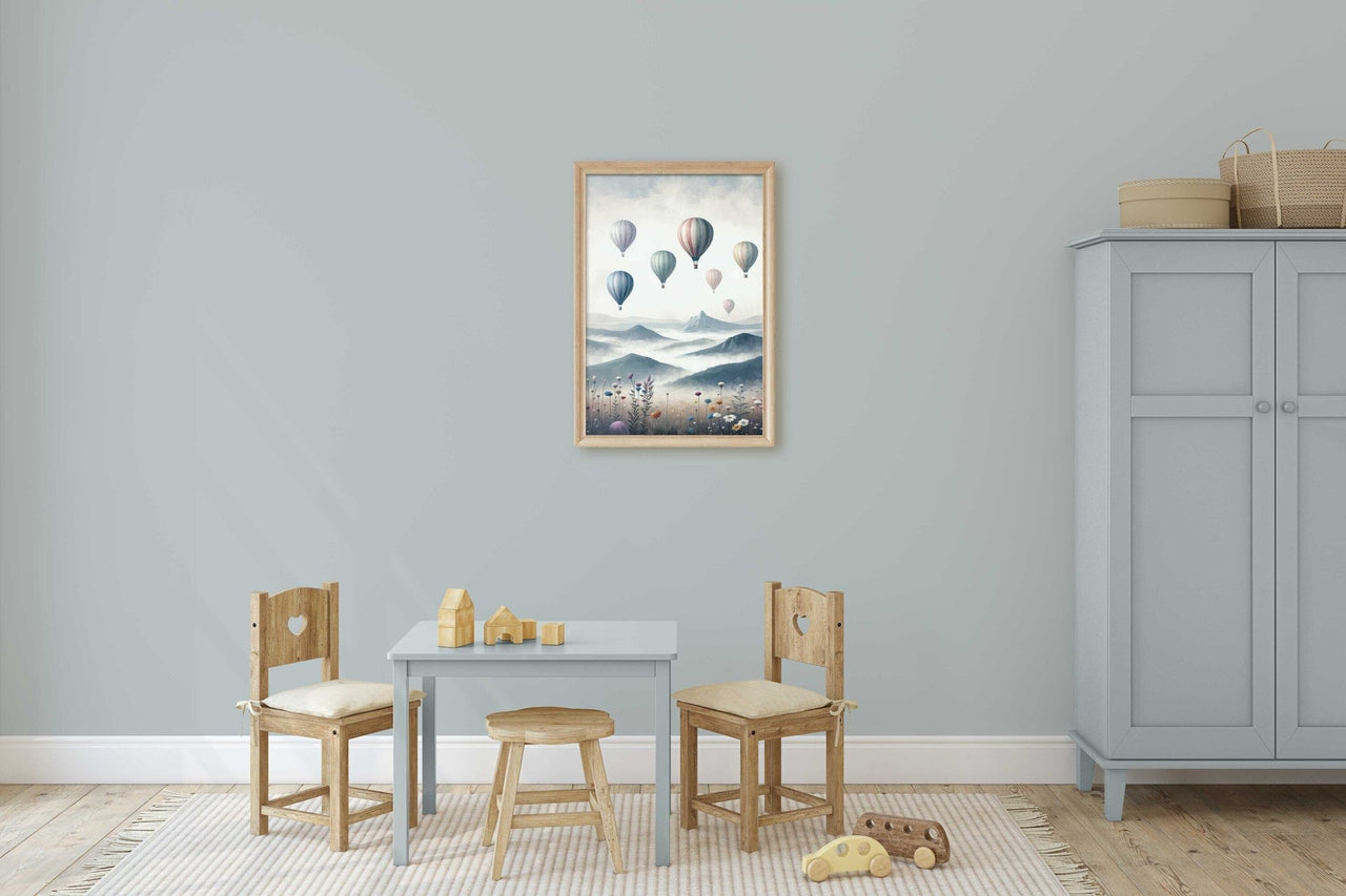 Hot Air Balloon Wall Art – Adventure Kids Room Print
