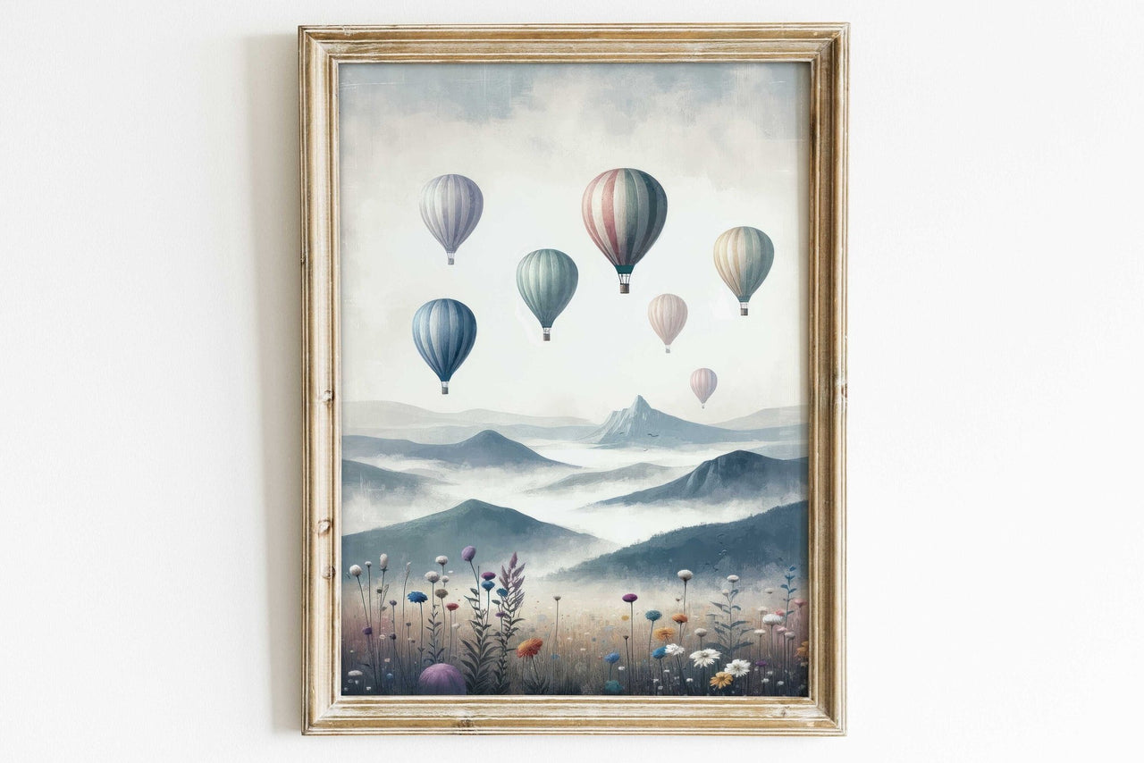 Hot Air Balloon Wall Art – Adventure Kids Room Print