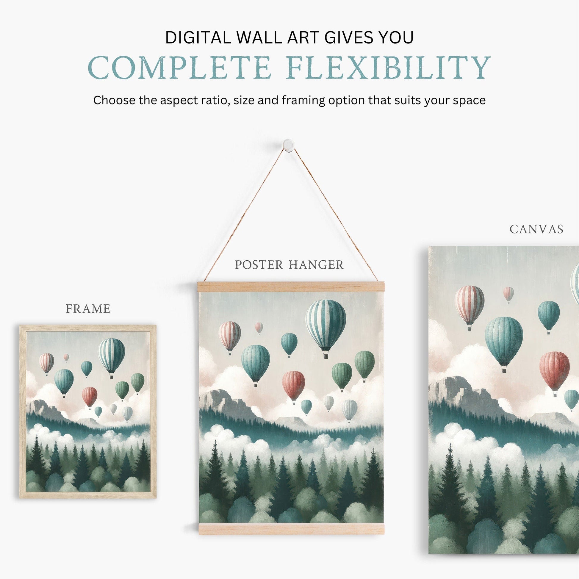 Hot Air Balloon Prints, Vintage Nursery Wall Decor, Adventure Art for Kids - WildfieldPrints