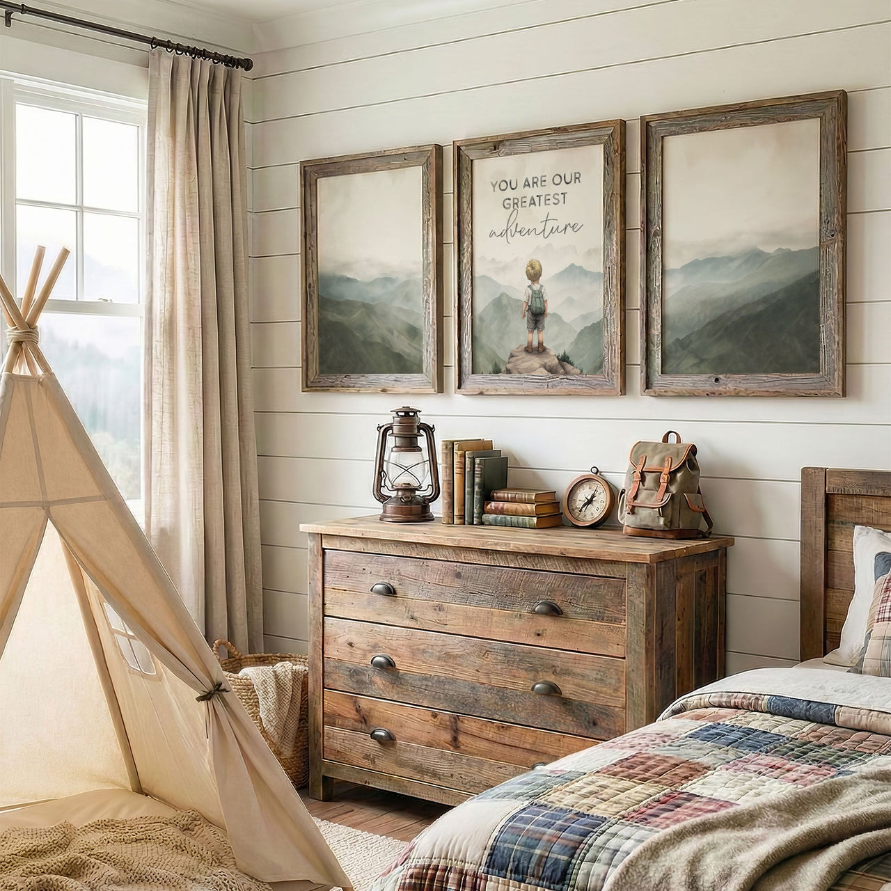 Hot Air Balloon Wall Art – Adventure Boys Room Print • Set of 3