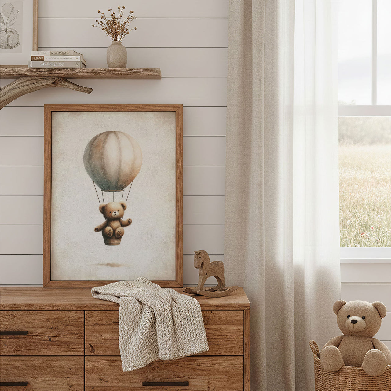 Hot Air Balloon Wall Art – Animal Nursery Print