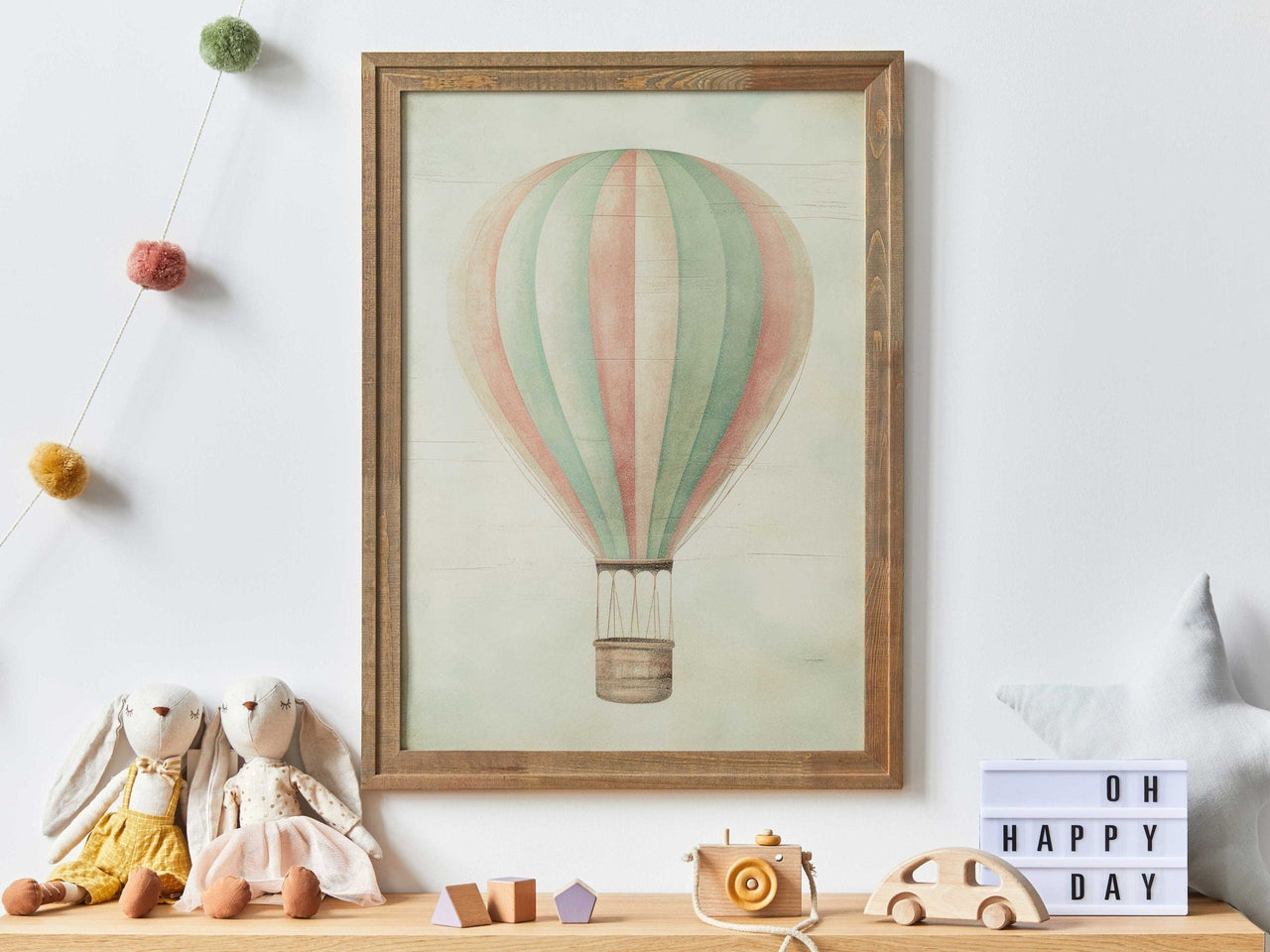 Hot Air Balloon Wall Art – Vintage Nursery Print